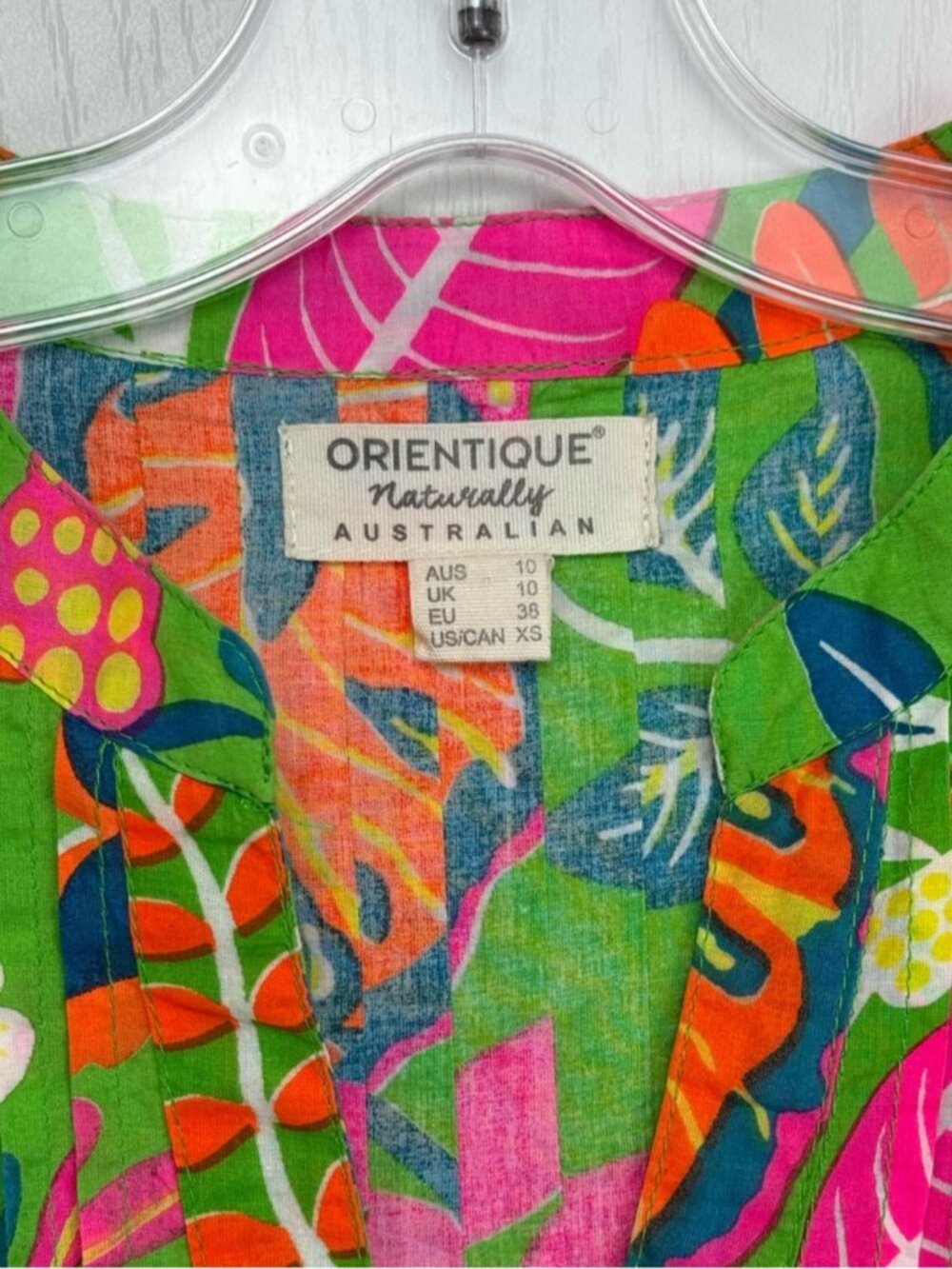 Orientique Australia Floral Pleated Crinkle Dress Size XS Green Organic Cotton - Picture 4 of 7